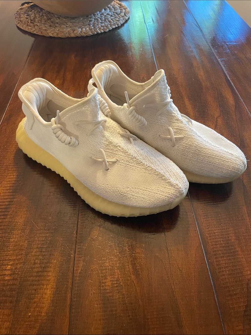 Yeezy Athletic Sneakers in White with Cream Sole